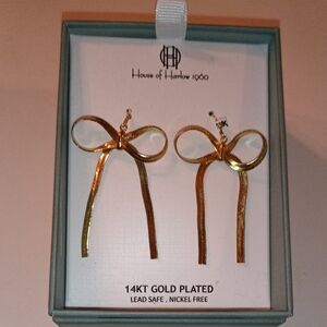 House of Harlow 14k gold plated bow earrings